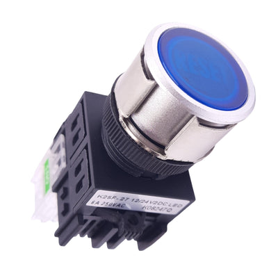 New Kacon K25F-27 Blue RESET Illuminated Pushbutton, ø25mm, 1NO, 24V LED, 250VAC 6A