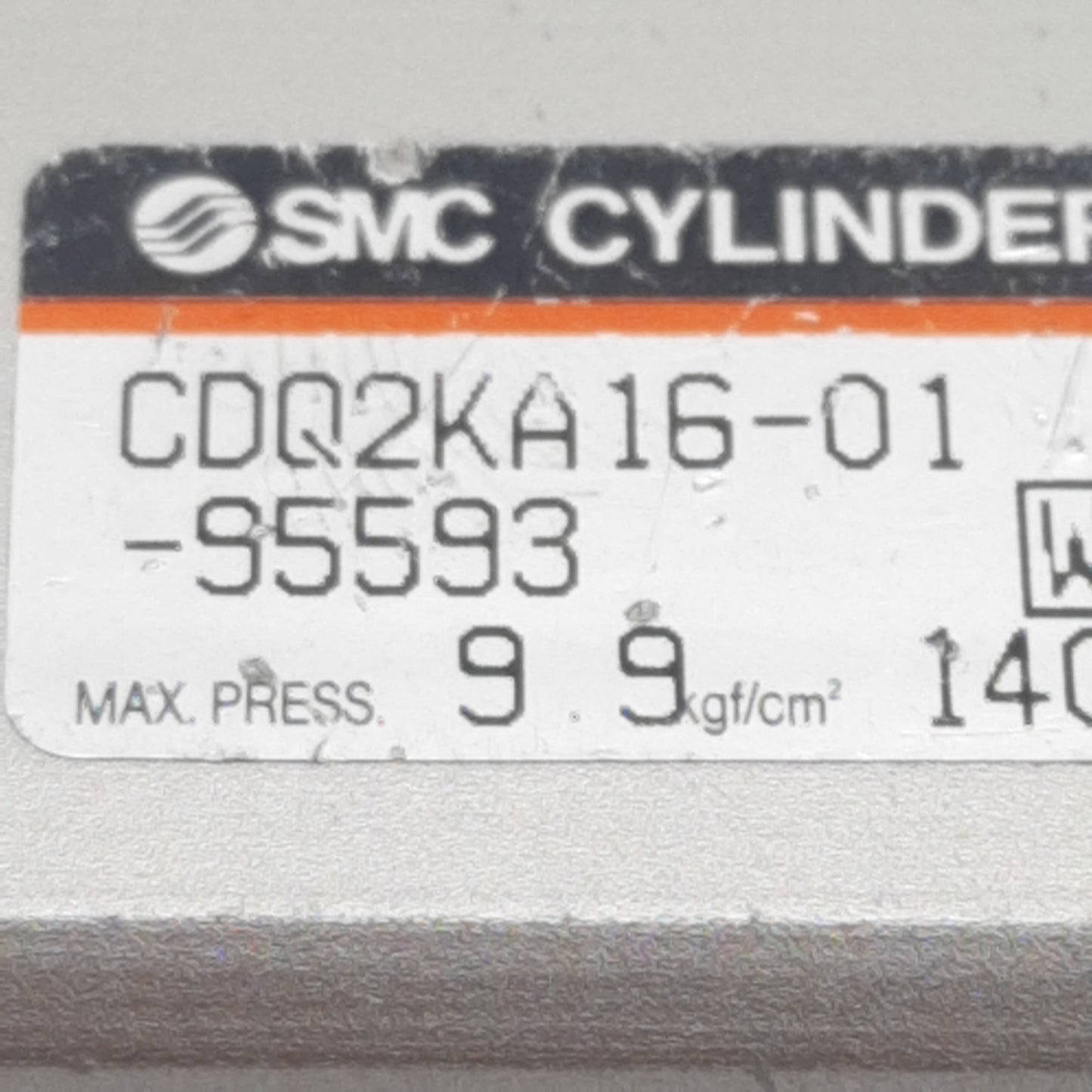 Used SMC CDQ2KA16-01-95593 Pneumatic Cylinder, ø16mm Bore, 15mm Stroke, M5, 140psi