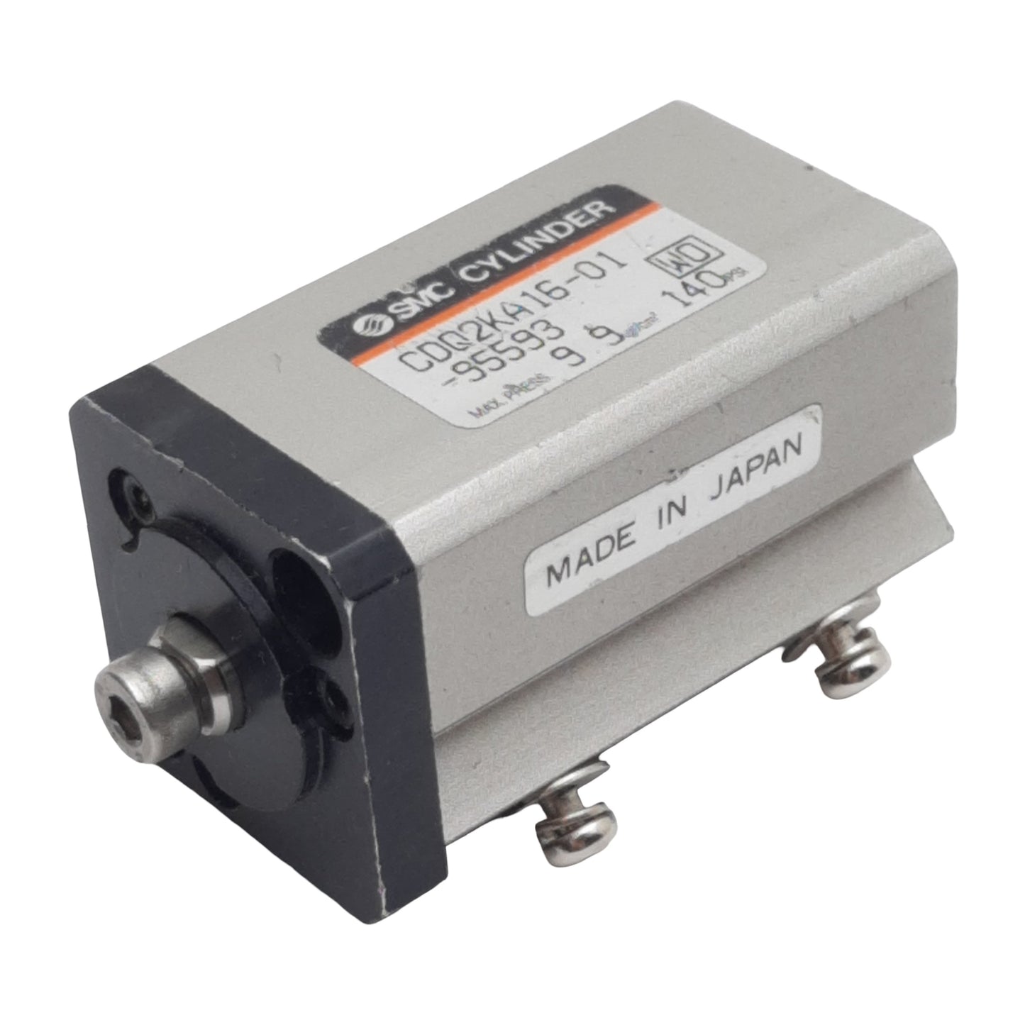 Used SMC CDQ2KA16-01-95593 Pneumatic Cylinder, ø16mm Bore, 15mm Stroke, M5, 140psi