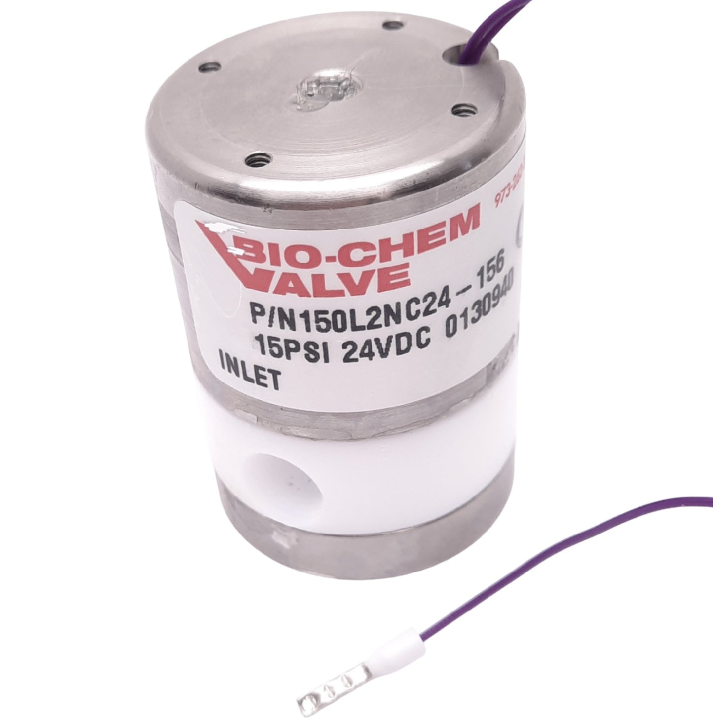 Used Bio-Chem Valve 150L2NC24-156 Isolation Valve, 2-Way, 1/8" NPT, 15psi, 24VDC Coil