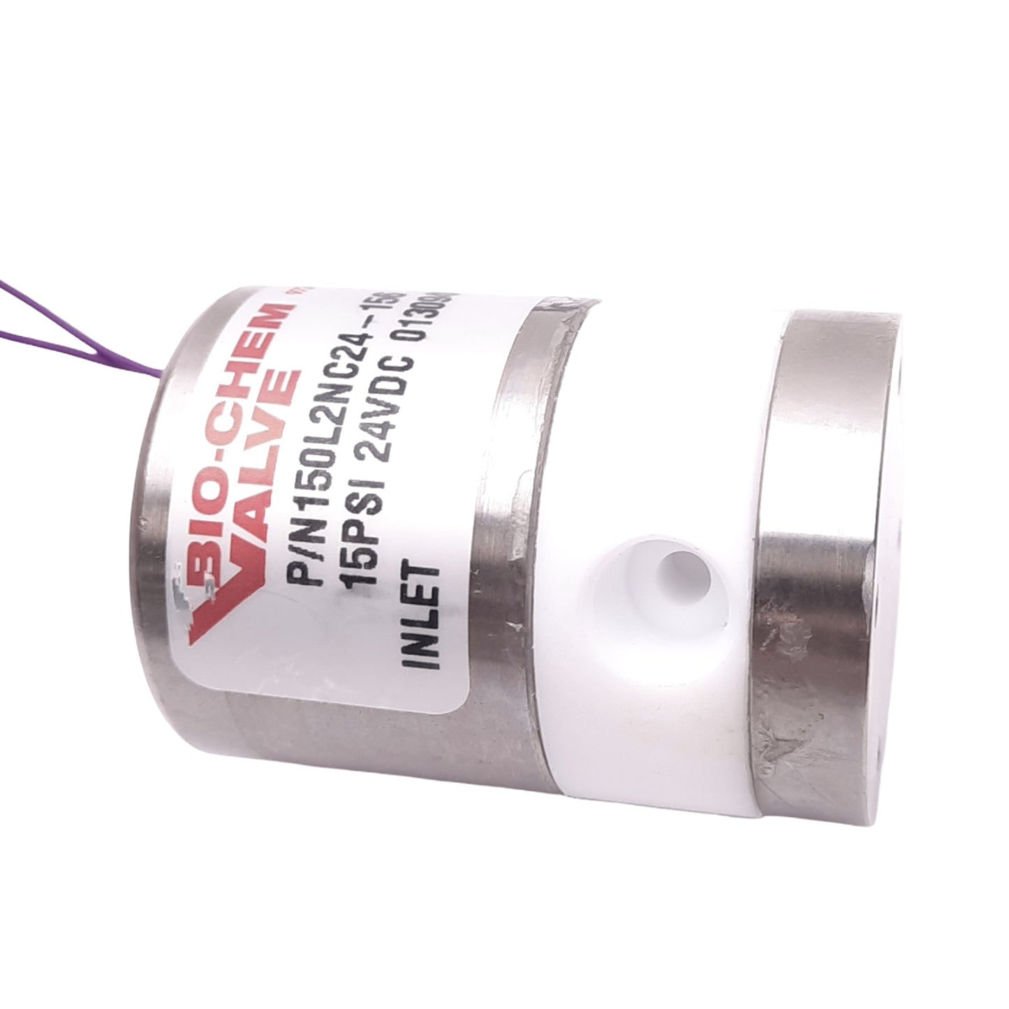 Used Bio-Chem Valve 150L2NC24-156 Isolation Valve, 2-Way, 1/8" NPT, 15psi, 24VDC Coil