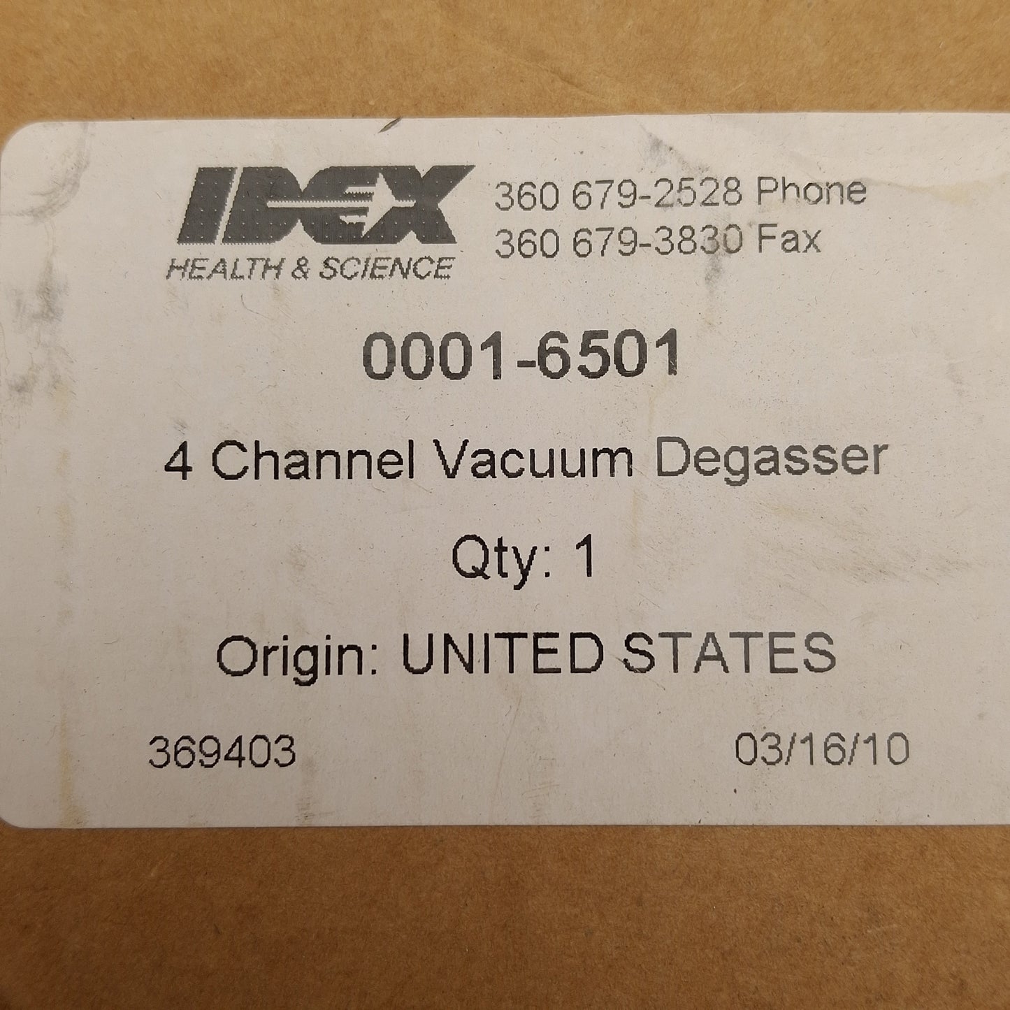 New – Open box Rheodyne 0001-6501 Stand Alone MINI Degasser 4-Channel, 480µL, 2mL/min, 15-24VDC