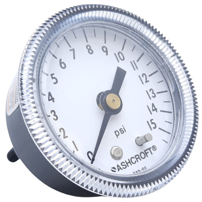 Used Ashcroft 20W1001TH 01B 15#&VAC Pressure Gauge, 30"/Hg to 15 PSI, 1/8" NPT