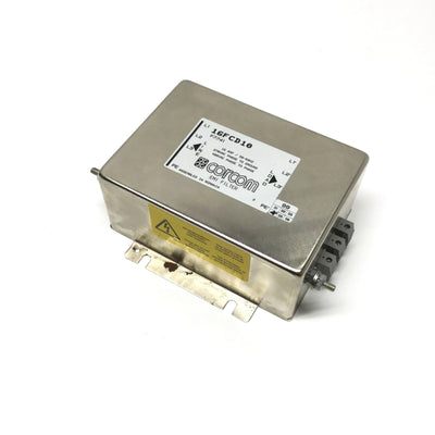 Used Corcom 16FCD10 Panel Mount Power Line EMI RFI 3-Phase Filter, 16A, 277/480VAC