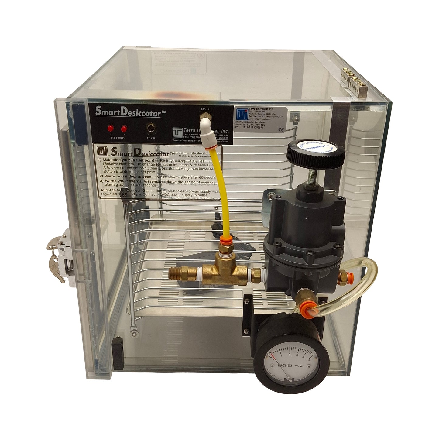 Used Terra Universal 1911-21A Benchtop SmartDesiccator, 12in x12in x 13.25in, 12VDC