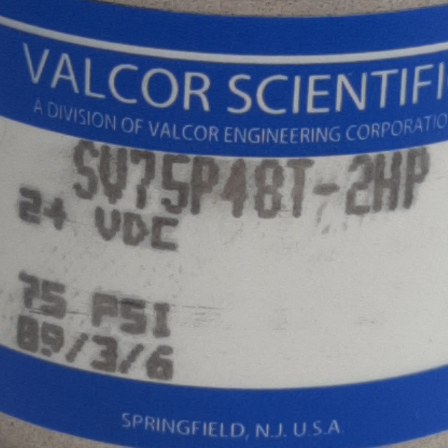 Used Valcor Scientific SV75P48T-2HP 3-Way Diaphragm Isolation Valve 1/8in NPS, 24VDC