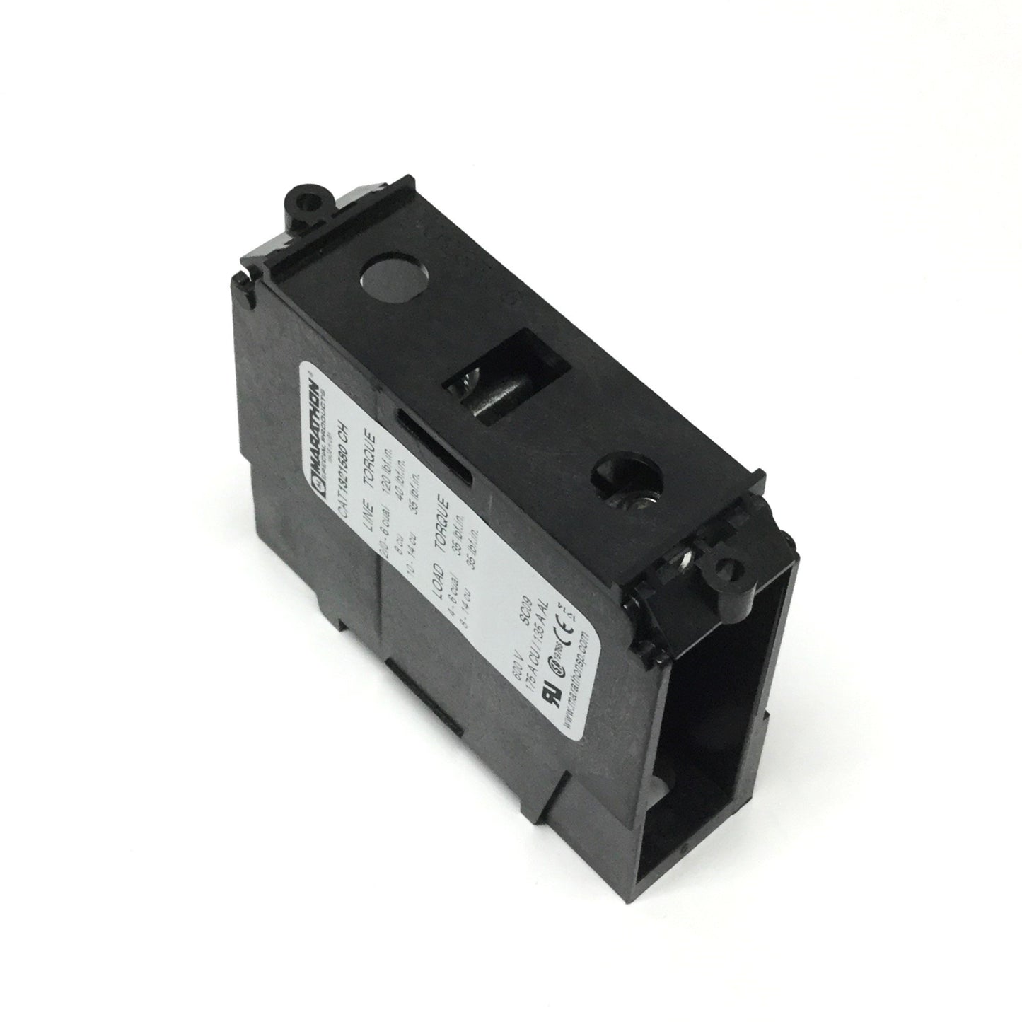Used Marathon 1321580CH Power Distribution Block, 1-Pole Line In, 6x Load, 600V 175A