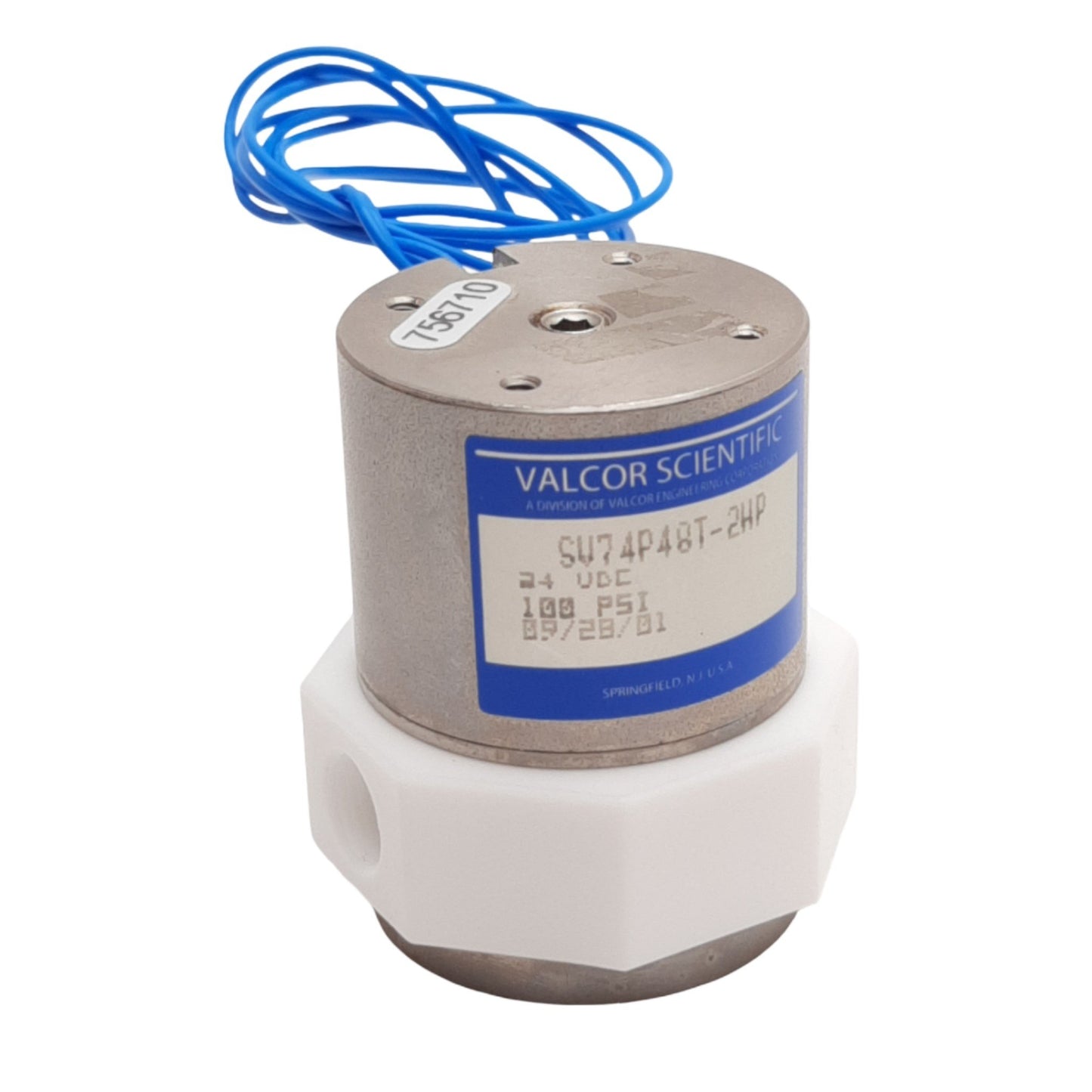 Used Valcor Scientific SV74P48T-2HP 2-Way N/C Diaphragm Isolation Valve 100PSI, 24VDC