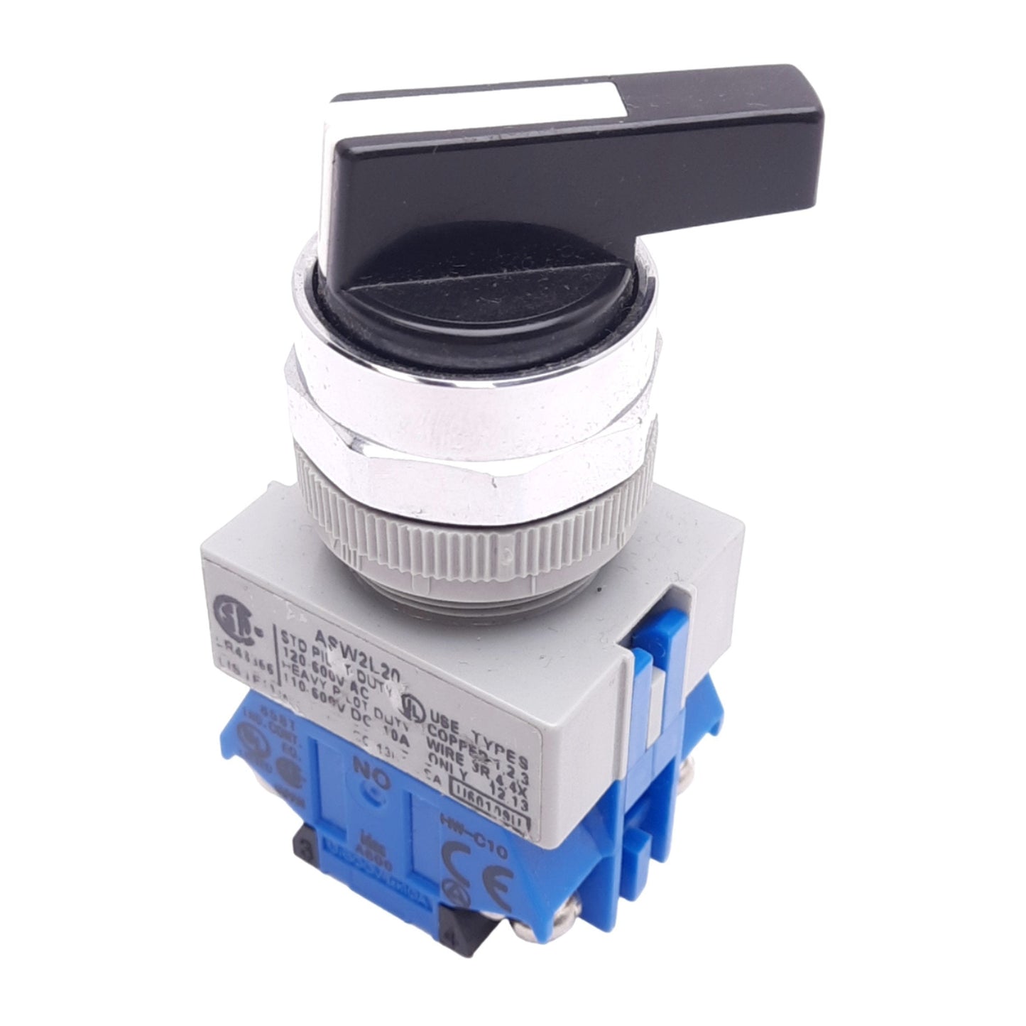 Used IDEC ASW2L20 Maintained Selector Switch, 2-Position, ø22mm, 2NO, 600VAC 10A
