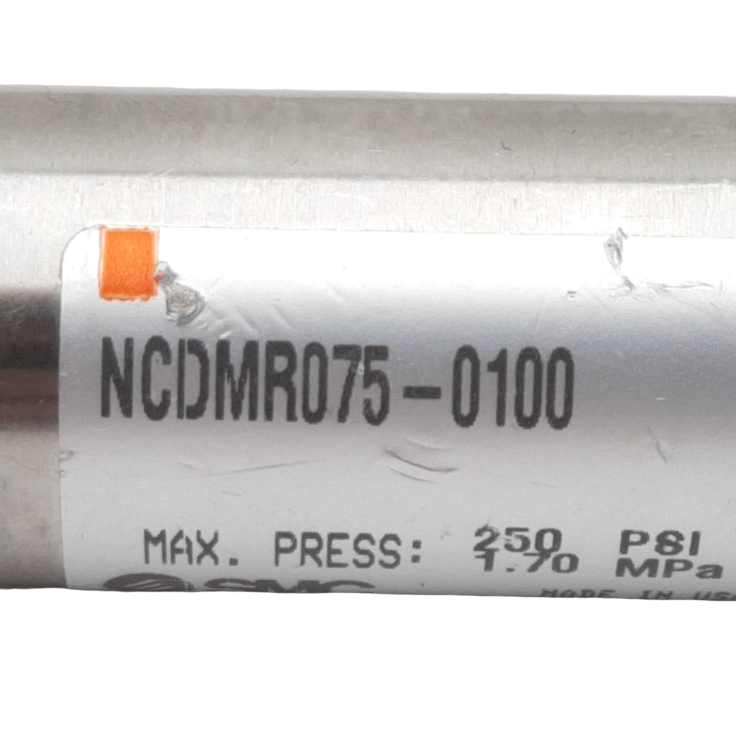Used SMC NCDMR075-0100 Pneumatic Cylinder, ø3/4in Bore, 1in Stroke, 1/8in NPT, 250psi