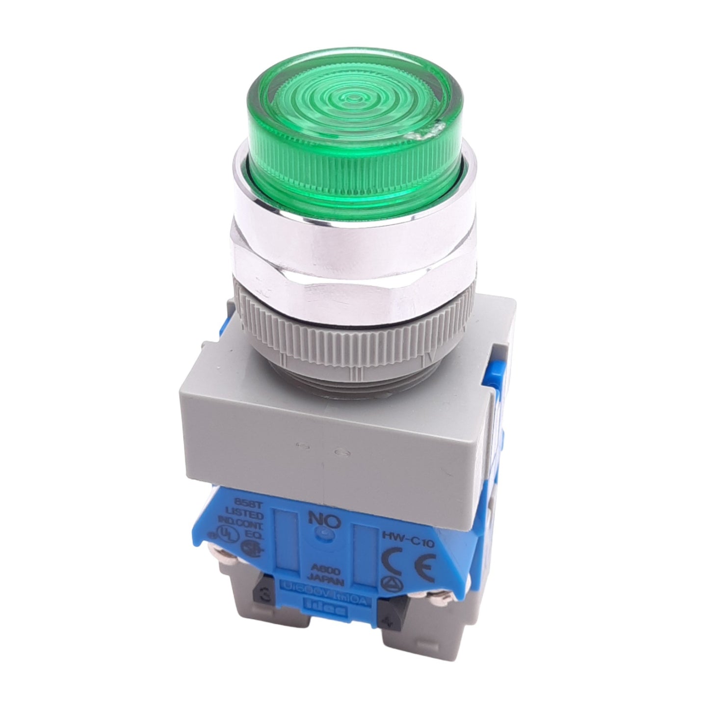 Used IDEC ALW212620D-G Green Illuminated Pushbutton, 22mm, 2NO, 600V 10A, *No Bulb