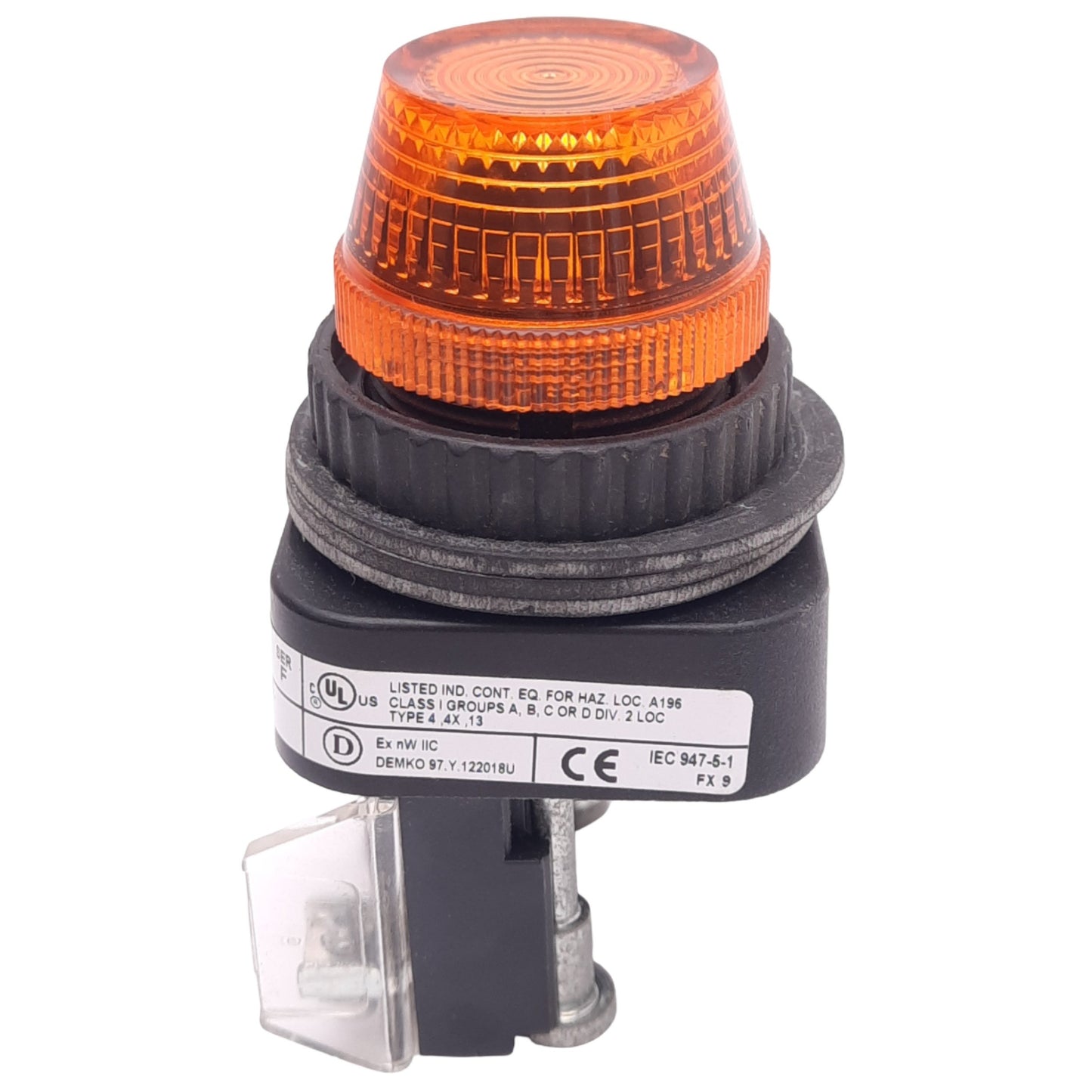 Used Allen Bradley 800H-QR24A Amber Indicator Pilot Light, 30mm, 24V Lamp, *No Bulb