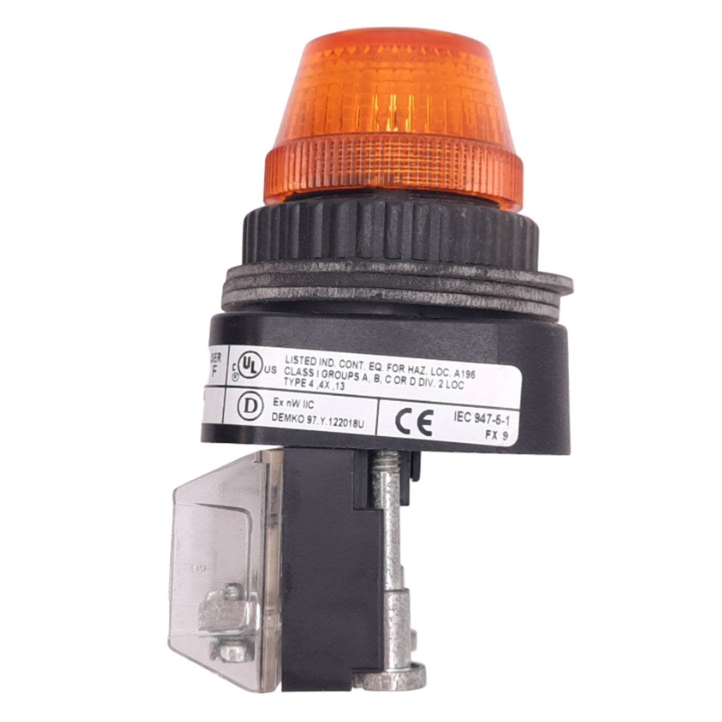 Used Allen Bradley 800H-QR24A Amber Indicator Pilot Light, 30mm, 24V Lamp, *No Bulb