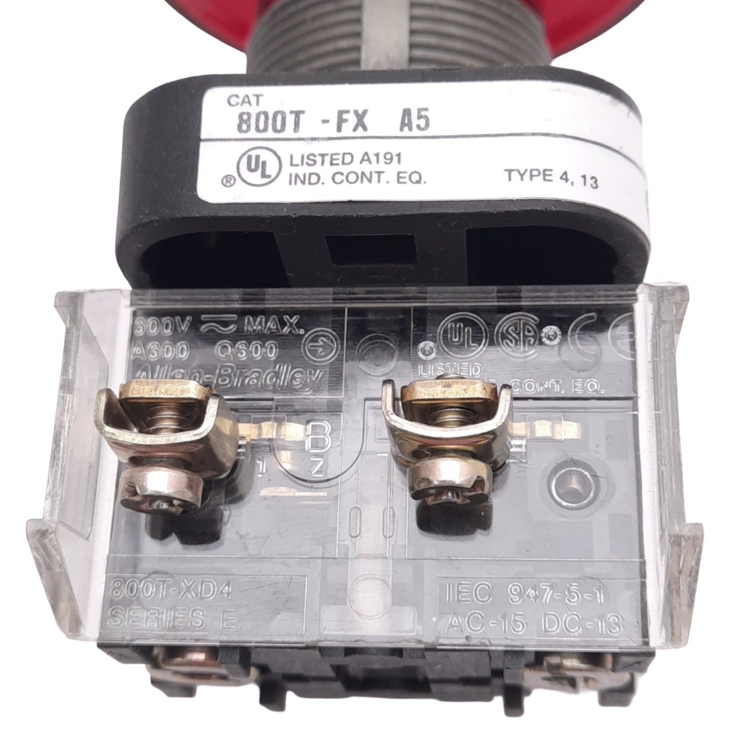 Used Allen Bradley 800T-FXA5 Push/Pull E-Stop Button, ø30mm, 2NCLB, 600V 10A Max