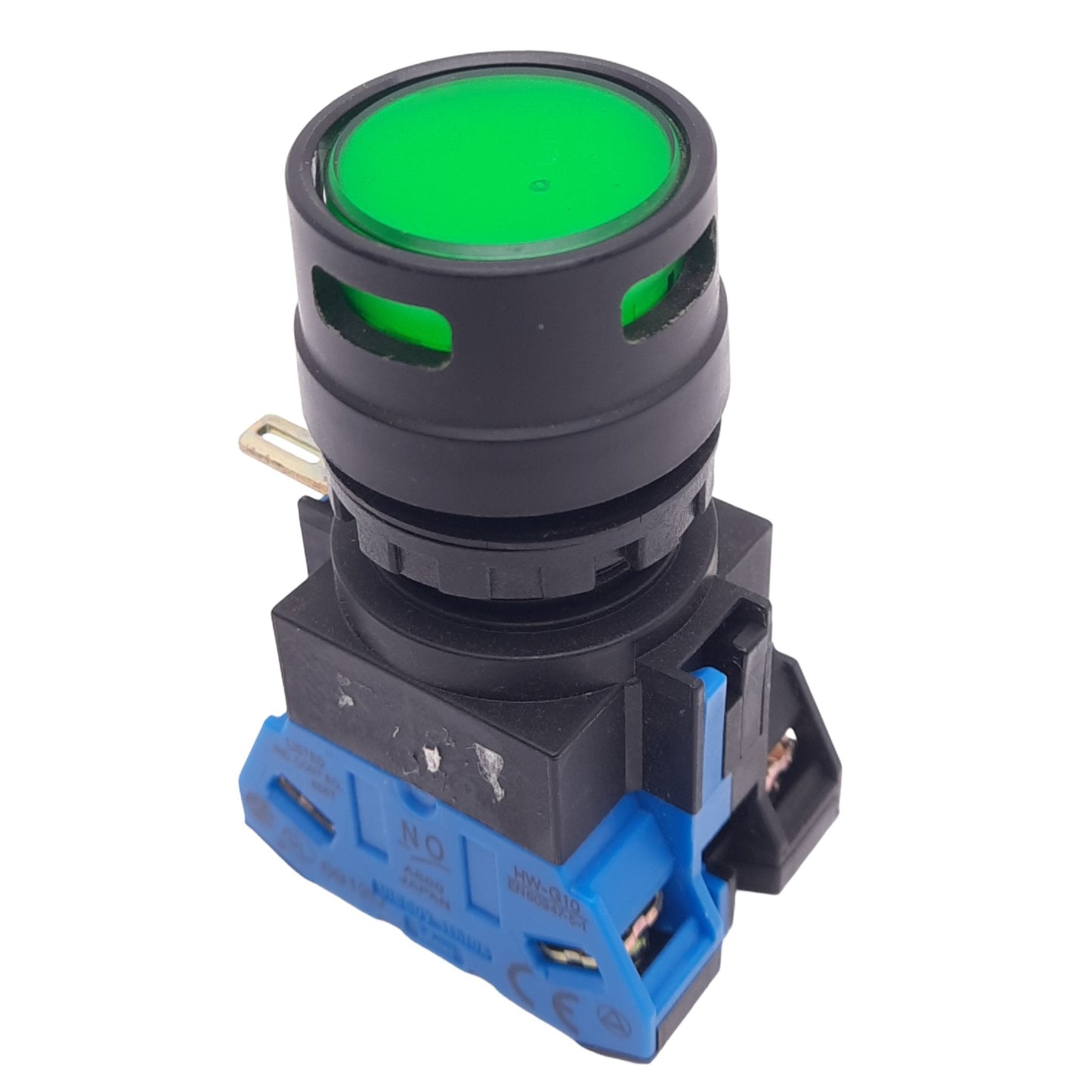 New – Open box IDEC HW-CL10 Green Illuminated Pushbutton, 22mm, 1NO, 5-30V Lamp, 600V 10A Max