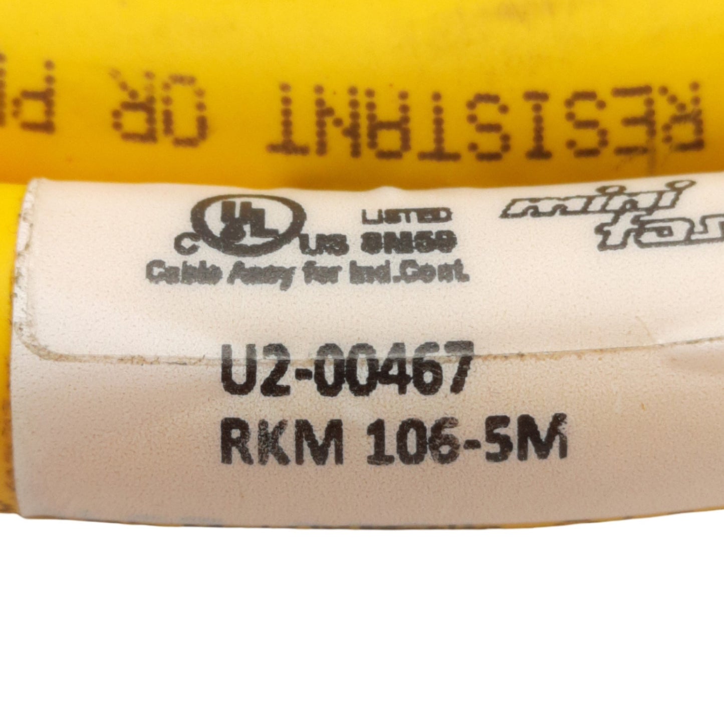 Used Turck RKM 106-5M Single Ended Cable, 1-1/8in 10-Pin Female, 5ft Length, *Cut*