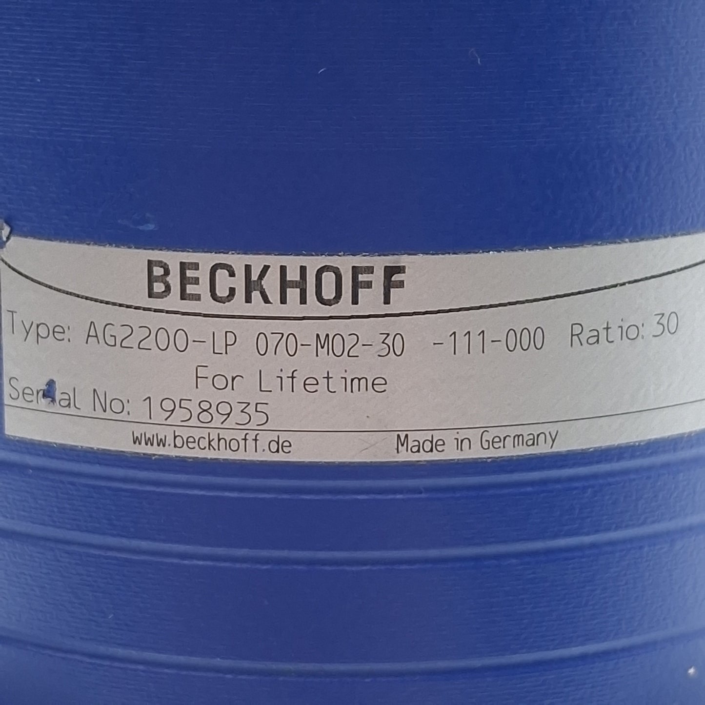 Used Beckhoff AG2200-LP 070-M02-30-111-000 Planetary Gearbox, 30:1, ø16mm Shaft
