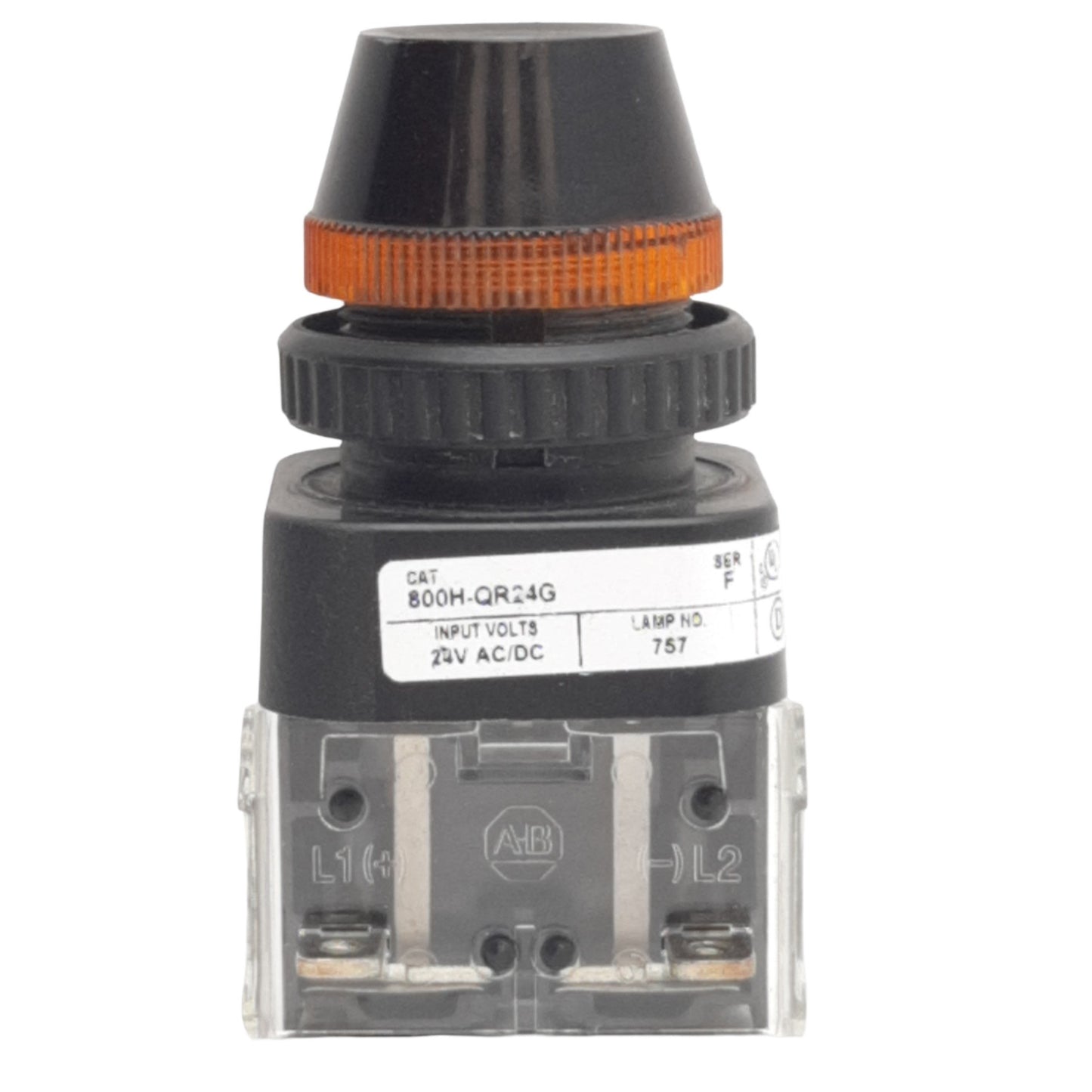 Used Allen Bradley 800H-QR24G Orange Pilot Light, ø30mm, 24VAC/DC *Colored out Light*