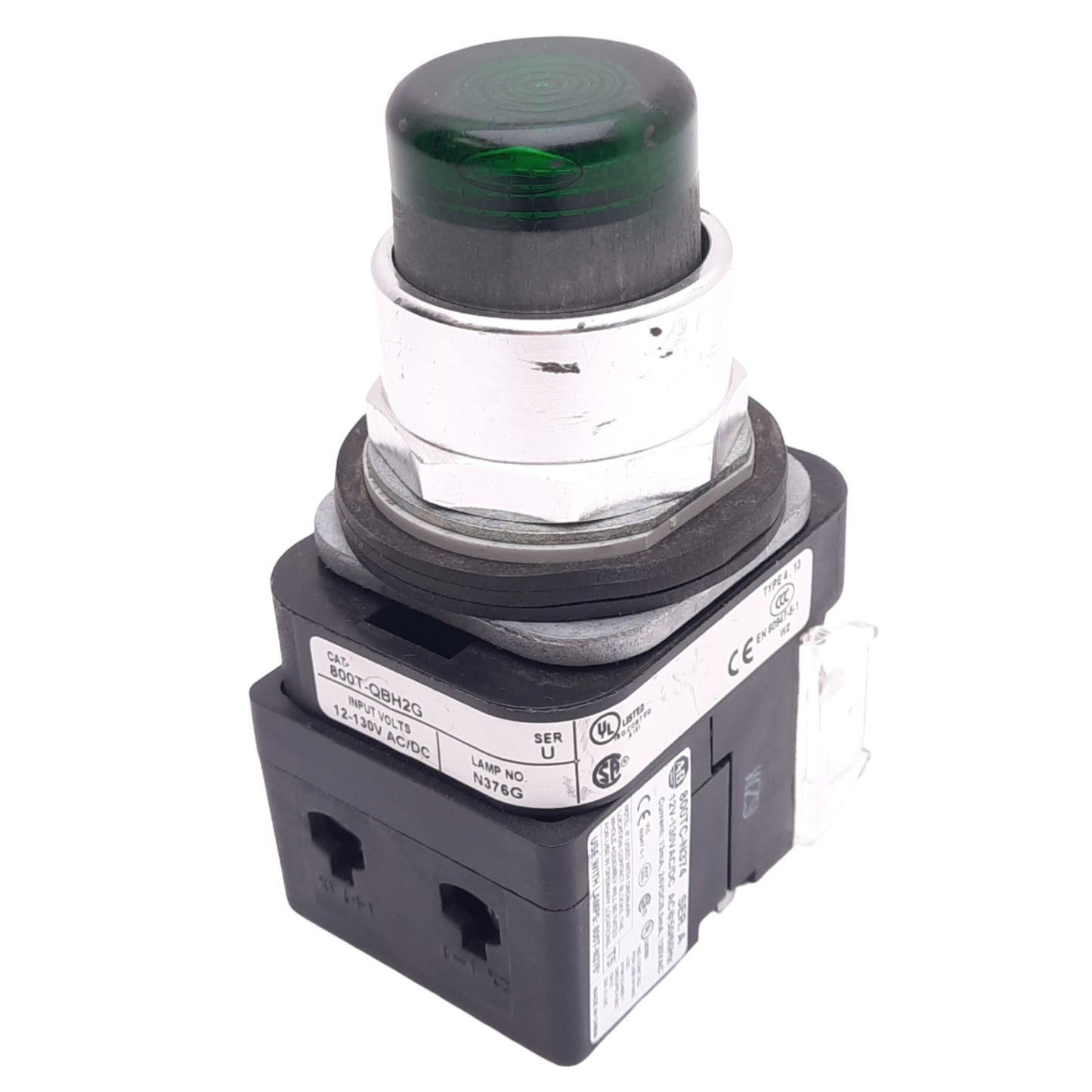 Used Allen Bradley 800T-QBH2G Illuminated Pushbutton, 30mm, 1NO 1NC, 600V 10A Max