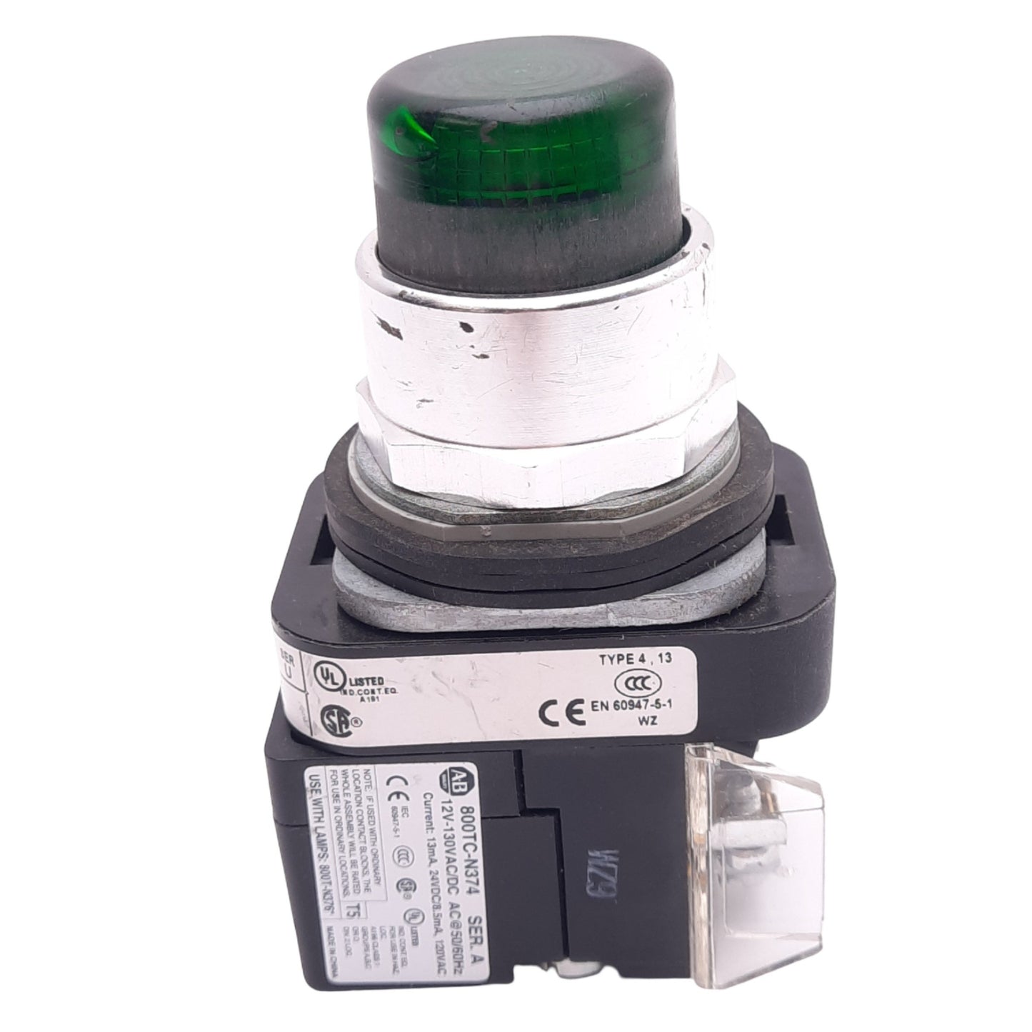 Used Allen Bradley 800T-QBH2G Illuminated Pushbutton, 30mm, 1NO 1NC, 600V 10A Max