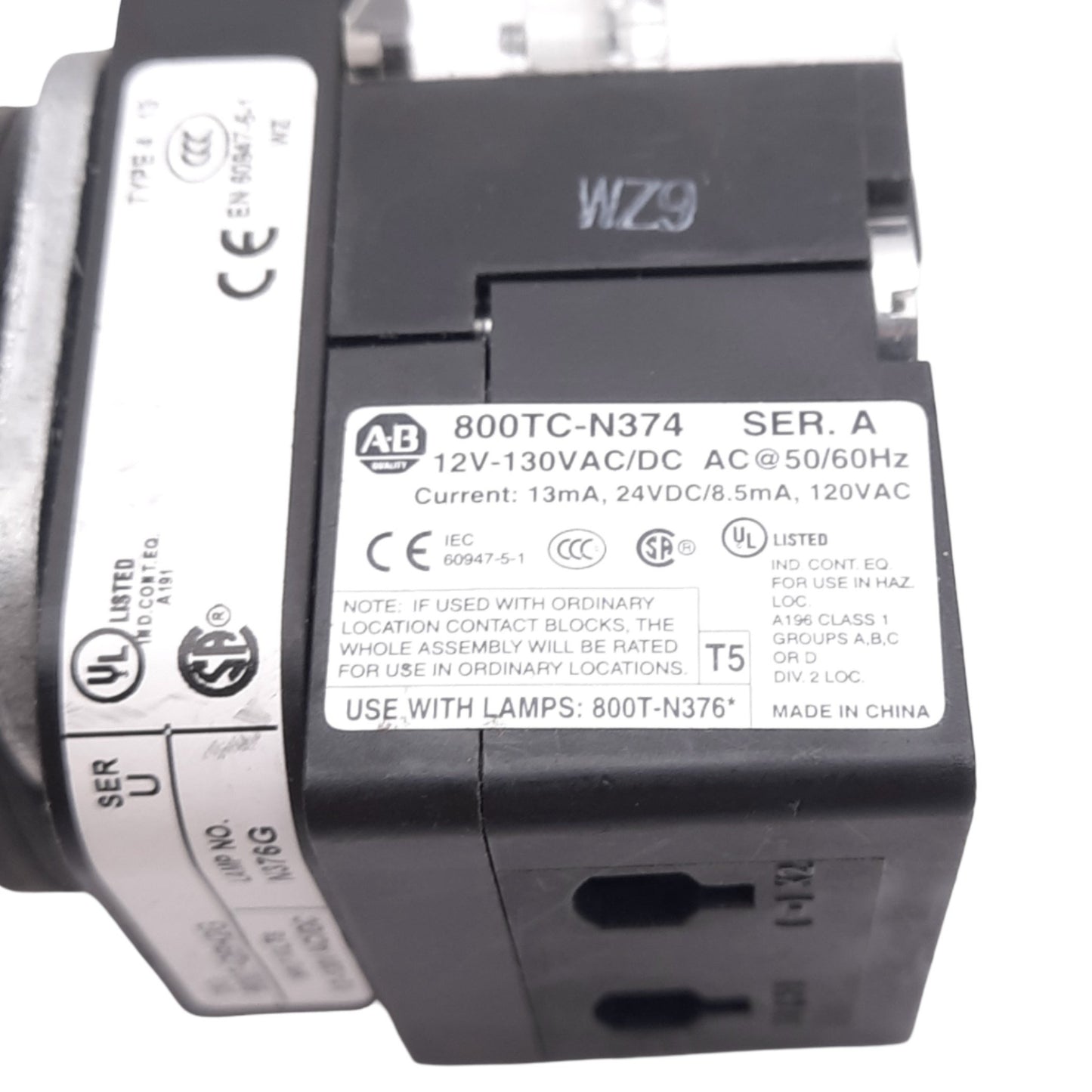 Used Allen Bradley 800T-QBH2G Illuminated Pushbutton, 30mm, 1NO 1NC, 600V 10A Max