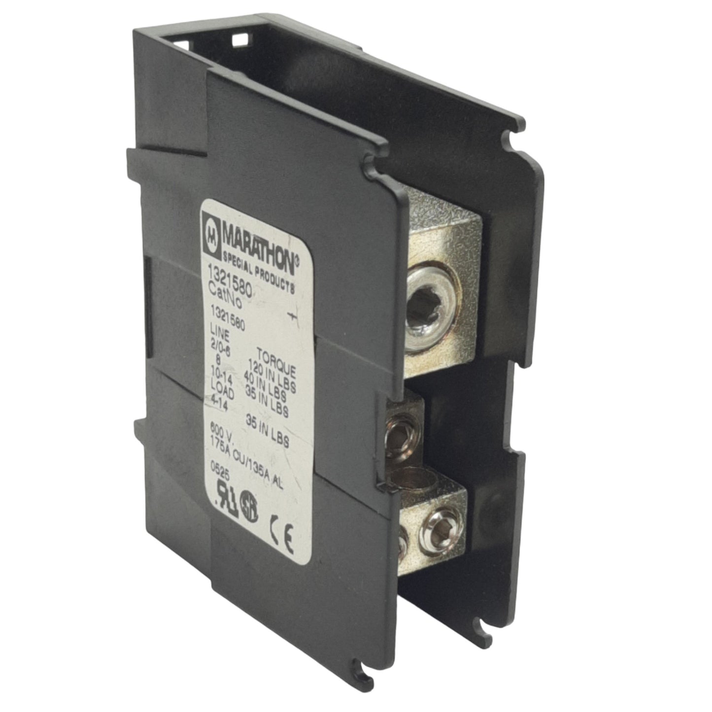Used Marathon 1321580 Power Distribution Block 1-Pole, 600V, 175A, 1 Line, 6 Loads