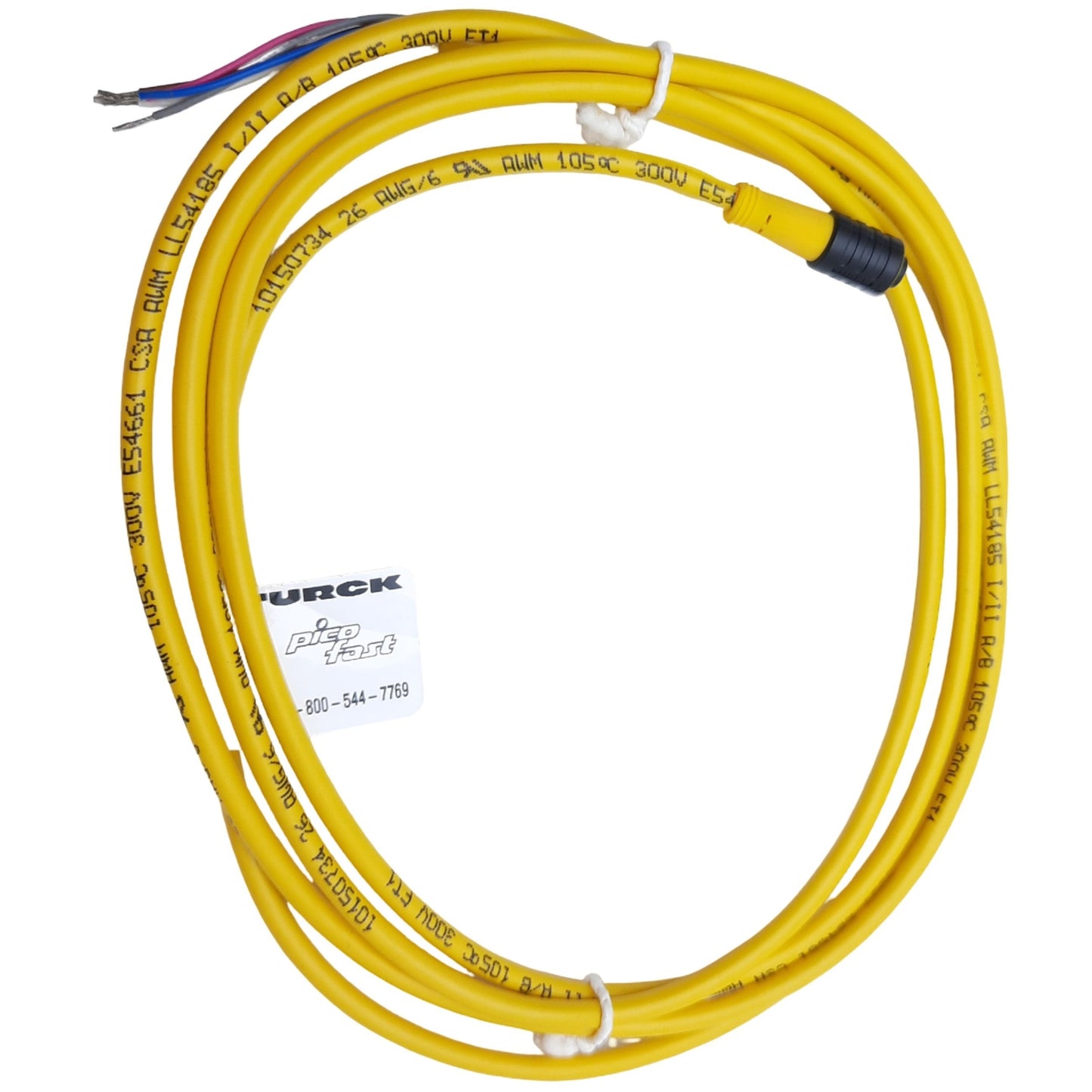 New – Open box Turck PKG 6Z-2 PicoFast Cordset 6-Pin SnapLock M8 Female to Flying Leads 2m