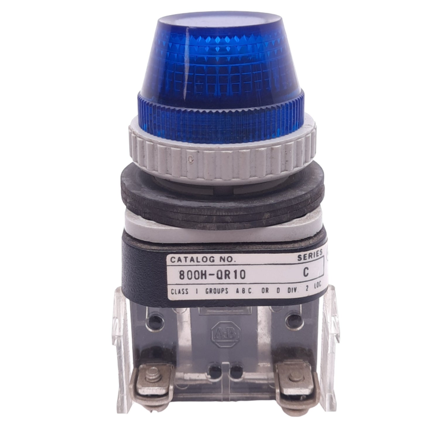 Used Allen Bradley 800H-QR10B Blue Indicator Pilot Light, ø30mm, 120VAC/VDC Lamp