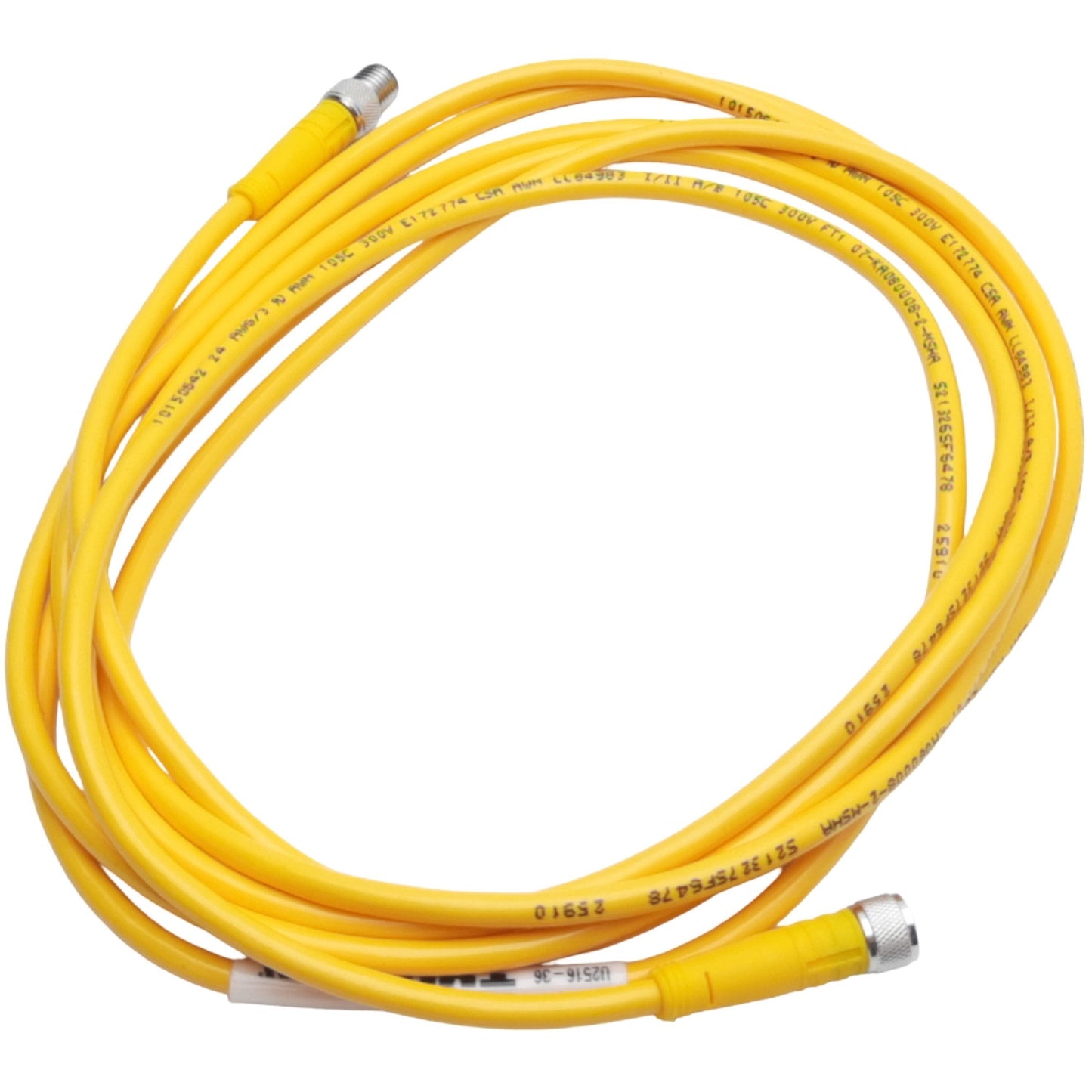 New – Open box Turck PKG 3M-3-PSG 3M PicoFast 3-Pin M8 Female to 3-Pin M8 Male, 125VAC, 4A, 3m
