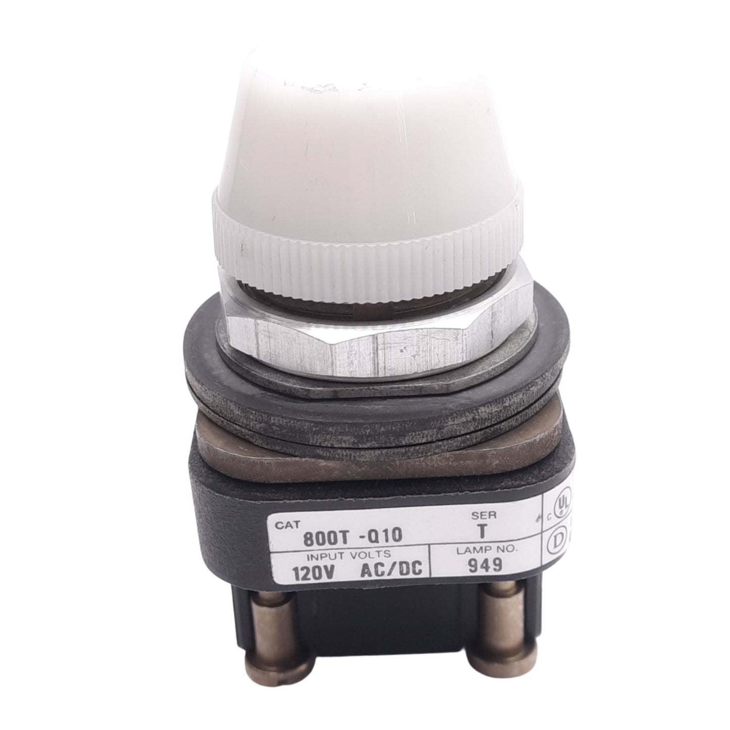 Used Allen Bradley 800T-Q10W White Indicator Pilot Light, ø30mm, 120VAC/VDC Lamp