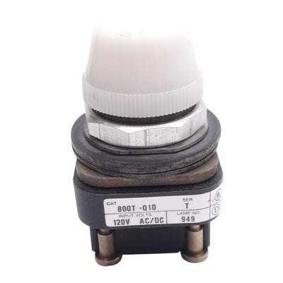 Used Allen Bradley 800T-Q10W White Indicator Pilot Light, ø30mm, 120VAC/VDC Lamp