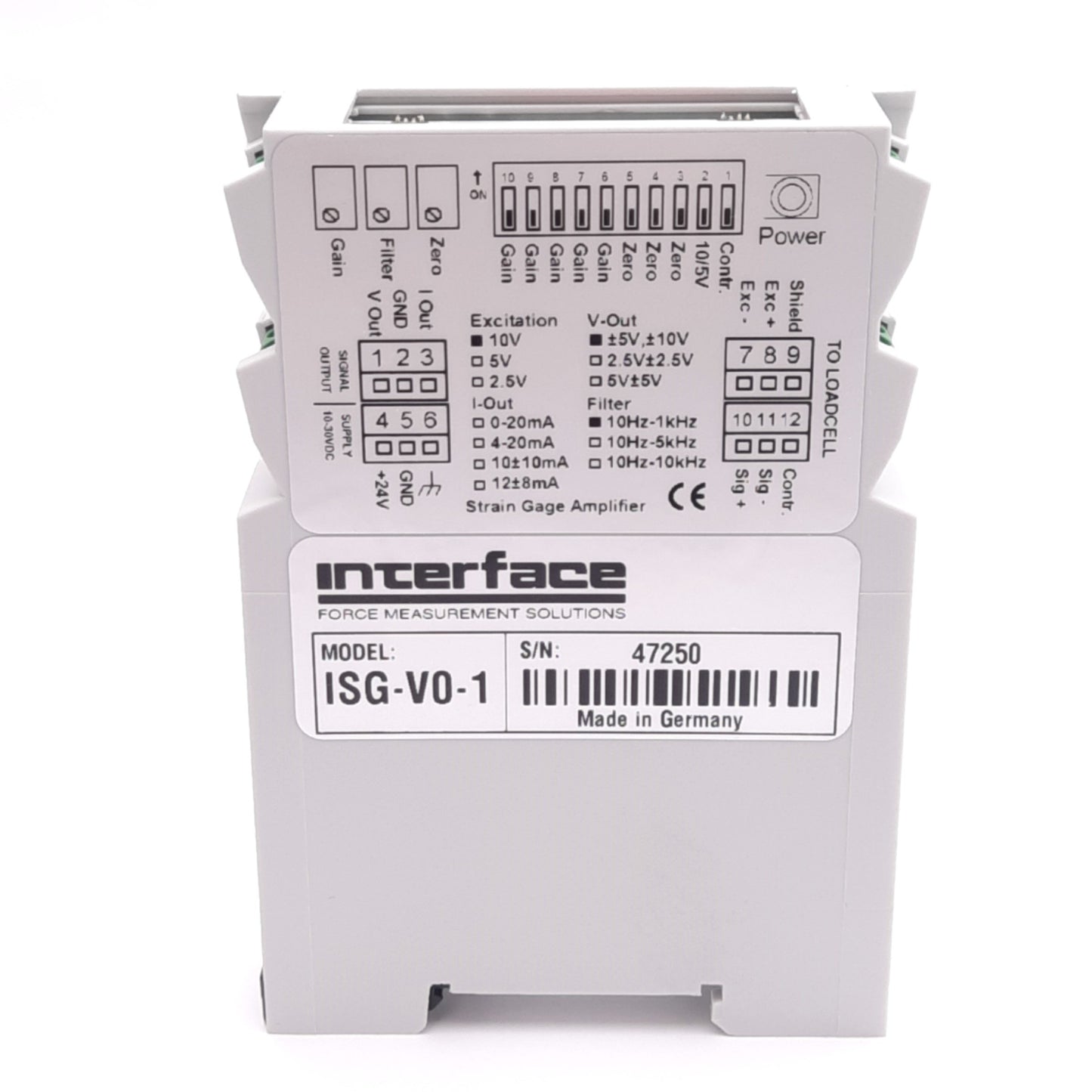 Used Interface Force ISG-V0-1 Isolated Signal Conditioner, +-5V/10VDC Out, DIN Rail