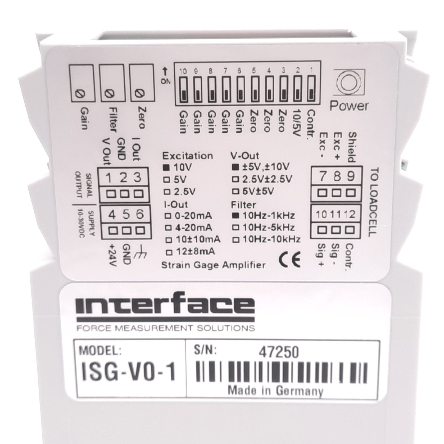 Used Interface Force ISG-V0-1 Isolated Signal Conditioner, +-5V/10VDC Out, DIN Rail