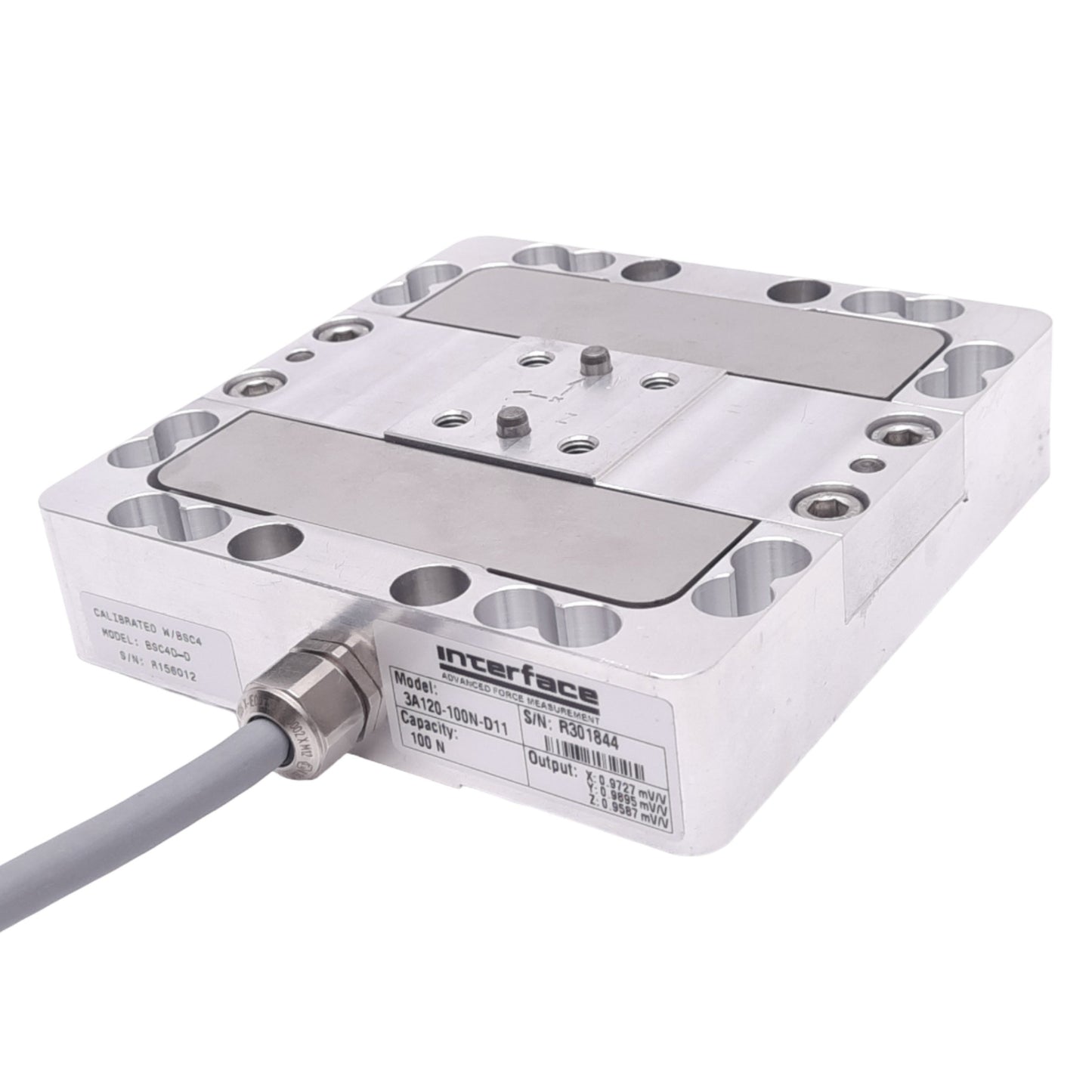 Used Interface Force 3A120-100N-D11 Force Load Cell, 3-Axis, 100N Capacity, 10V Max