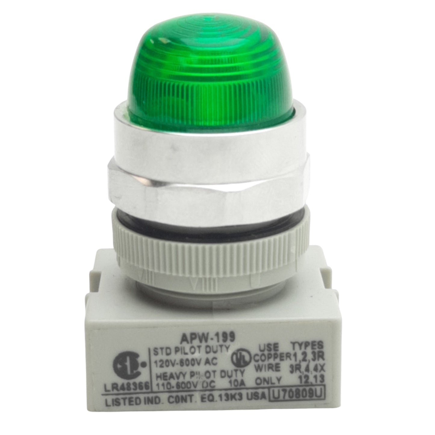 Used IDEC APW299D-G-120V Pilot Light ø22mm Diameter, Green Dome Lens, "No Bulb"
