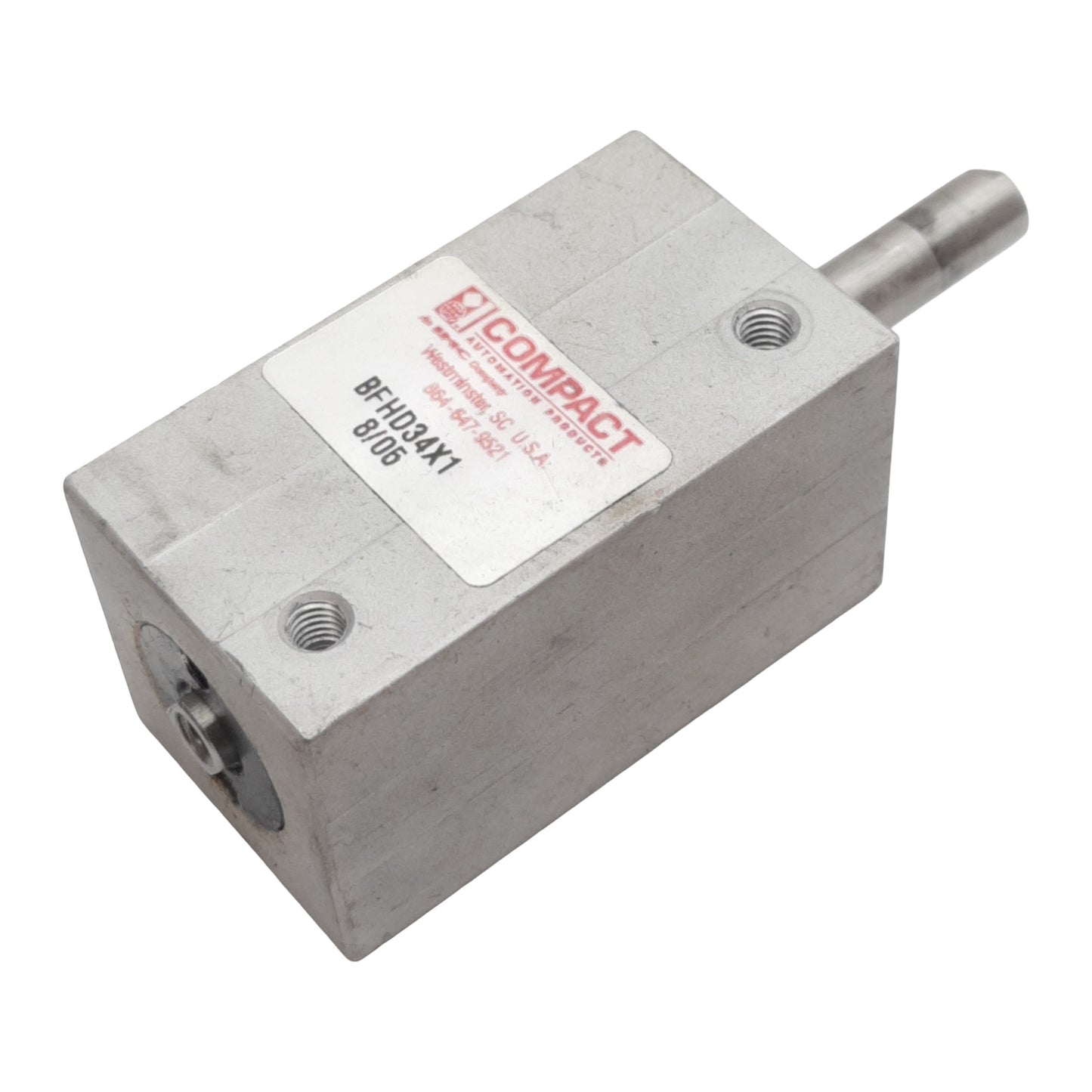 Used Compact BFHD34X1 Pneumatic Cylinder, ø3/4in Bore, 1in Stroke, #10-32, 145psi