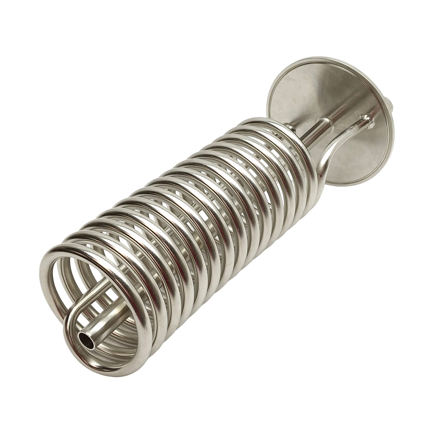 Used Stainless Steel Sanitary Heat Exchange Coil, 16in Coil, 6in Tri-Clamp, 1/2NPT