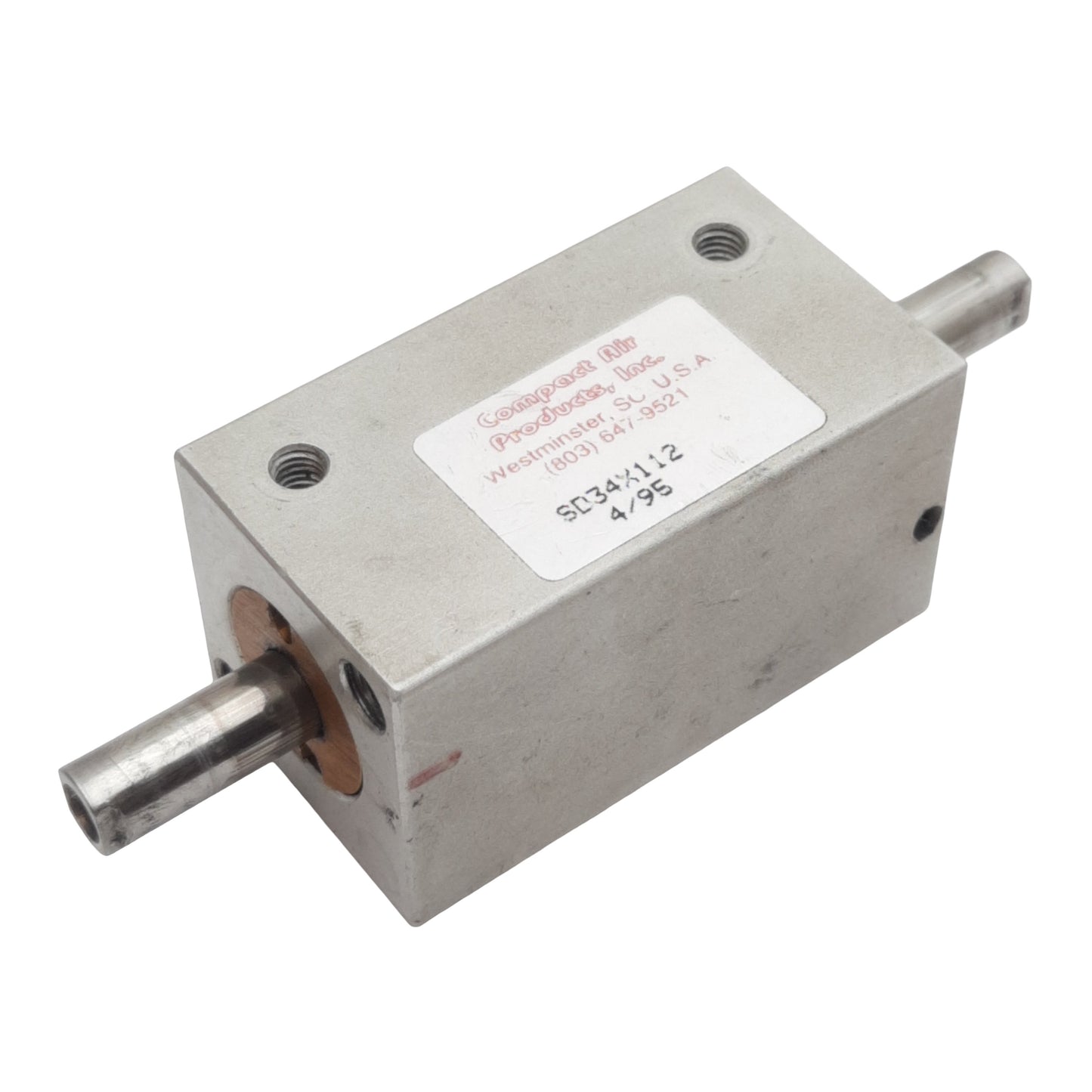 Used Compact SD34X112 Pneumatic Cylinder, ø3/4in Bore, 1-1/2in Stroke, #10-32, 250psi