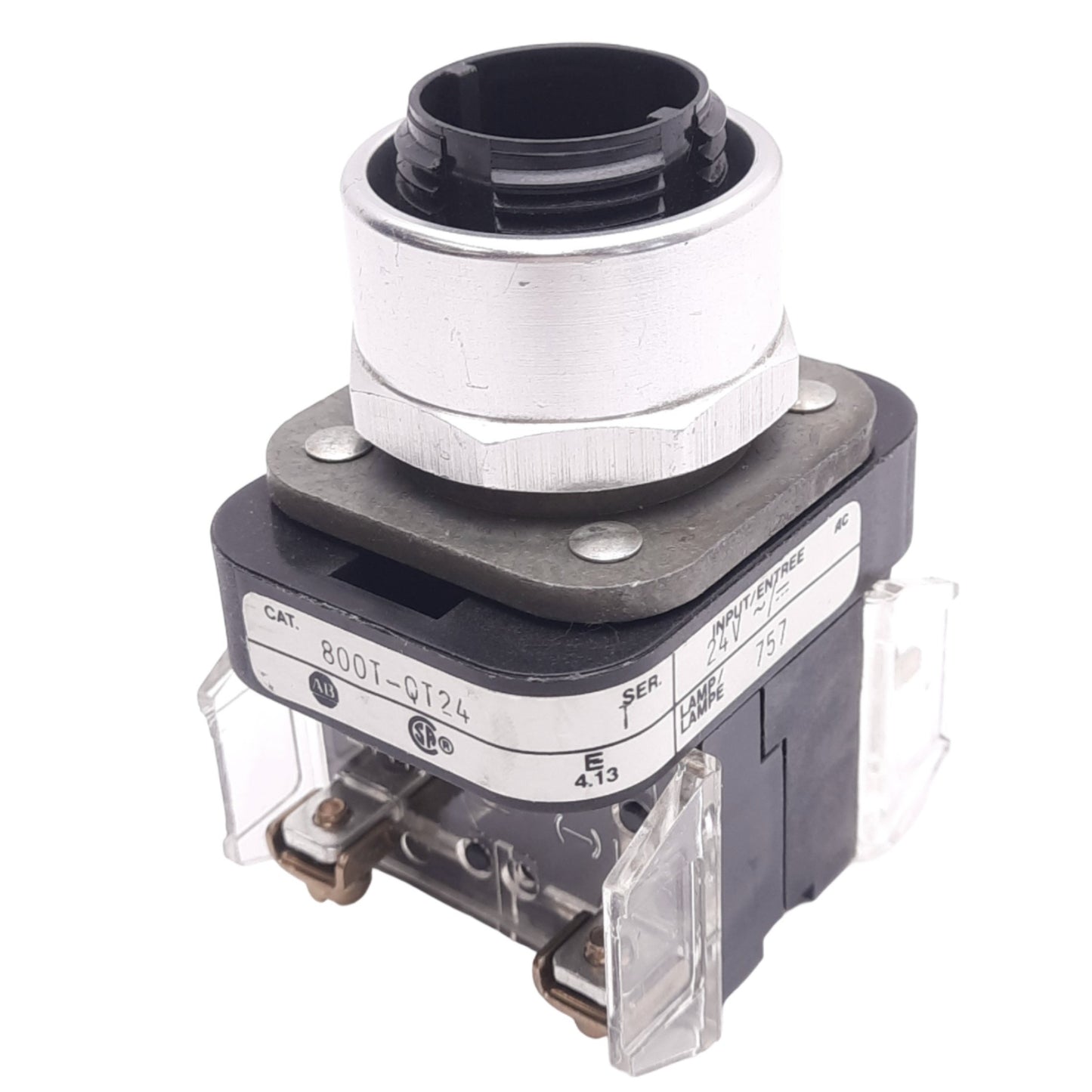 Used Allen Bradley 800T-QT24 Push/Test Pilot Light, 1NO 1NC, 600V, *No Lens No Bulb