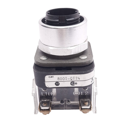 Used Allen Bradley 800T-QT24 Push/Test Pilot Light, 1NO 1NC, 600V, *No Lens No Bulb