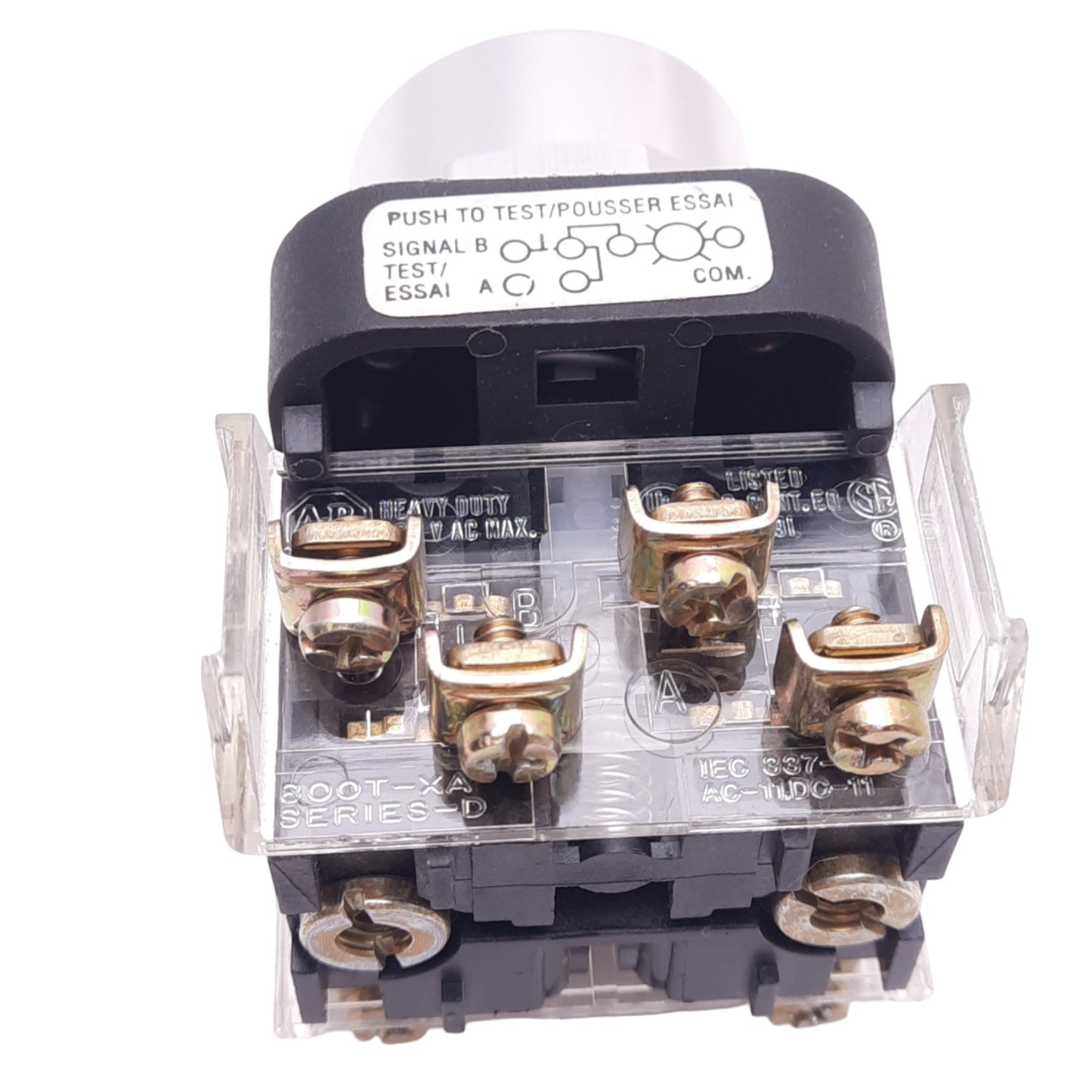 Used Allen Bradley 800T-QT24 Push/Test Pilot Light, 1NO 1NC, 600V, *No Lens No Bulb