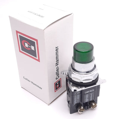 New Cutler-Hammer 10250T297LGP2A Illuminated Pushbutton, 30.5mm, 1NO 1NC, 120V LED