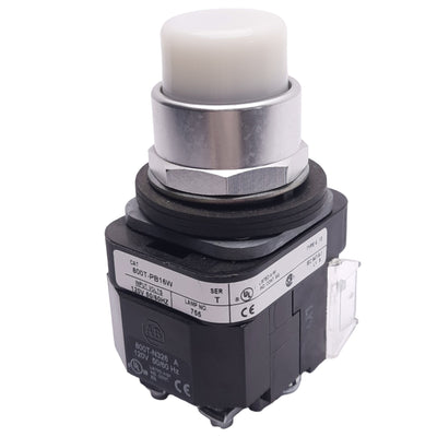 Used Allen Bradley 800T-PB16W White Illuminated Pushbutton, ø30mm, 1NO 1NC, 600V Max