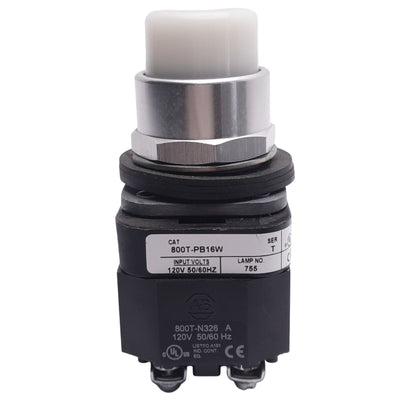 Used Allen Bradley 800T-PB16W White Illuminated Pushbutton, ø30mm, 1NO 1NC, 600V Max