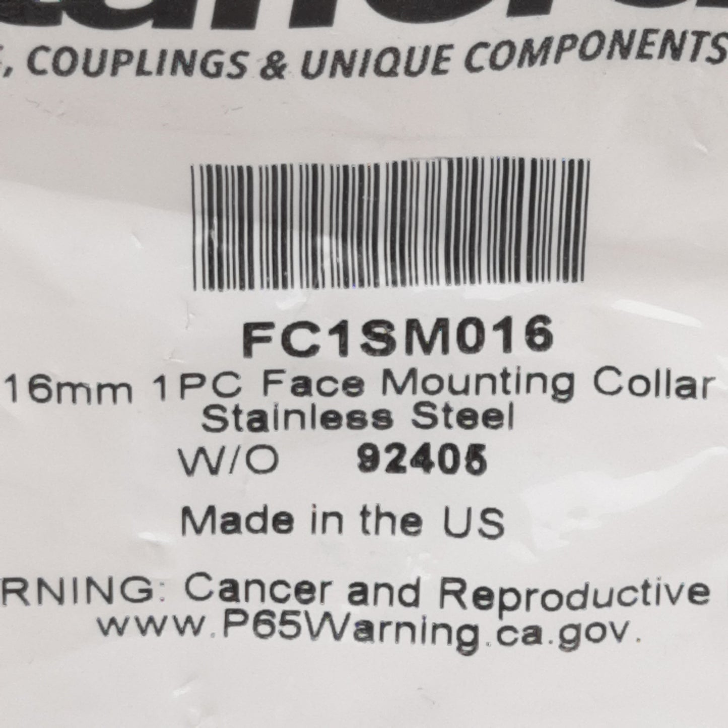New Stafford FC1SM016 Face Mounting Shaft Collar ø16mm Bore, M5x0.8, Stainless Steel