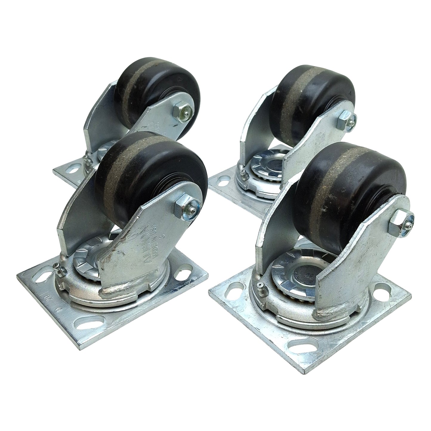 Used Lot of 4 Albion 16TM03201S Top Plate Swivel Caster, ø3.25in, 2in Tread, 700lbs