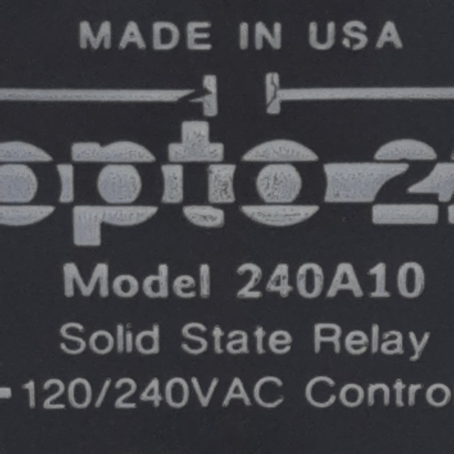 Used Opto 22 240A10 AC Control Solid-State Relay, 10A 120/240VAC Control, Panel Mount