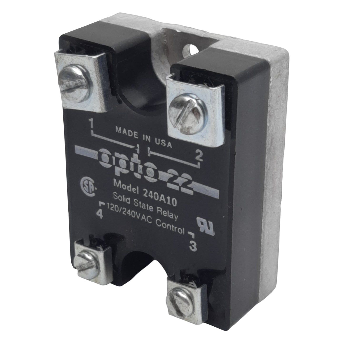 Used Opto 22 240A10 AC Control Solid-State Relay, 10A 120/240VAC Control, Panel Mount