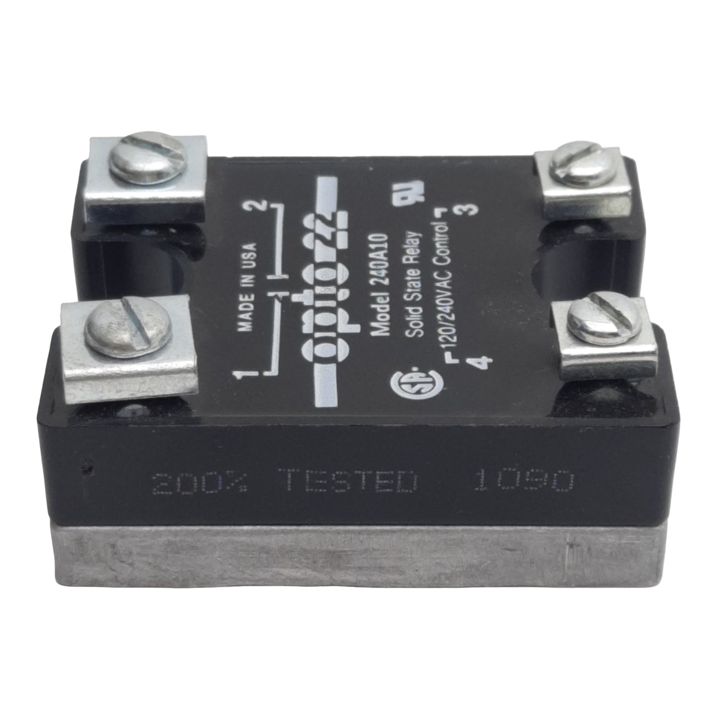 Used Opto 22 240A10 AC Control Solid-State Relay, 10A 120/240VAC Control, Panel Mount