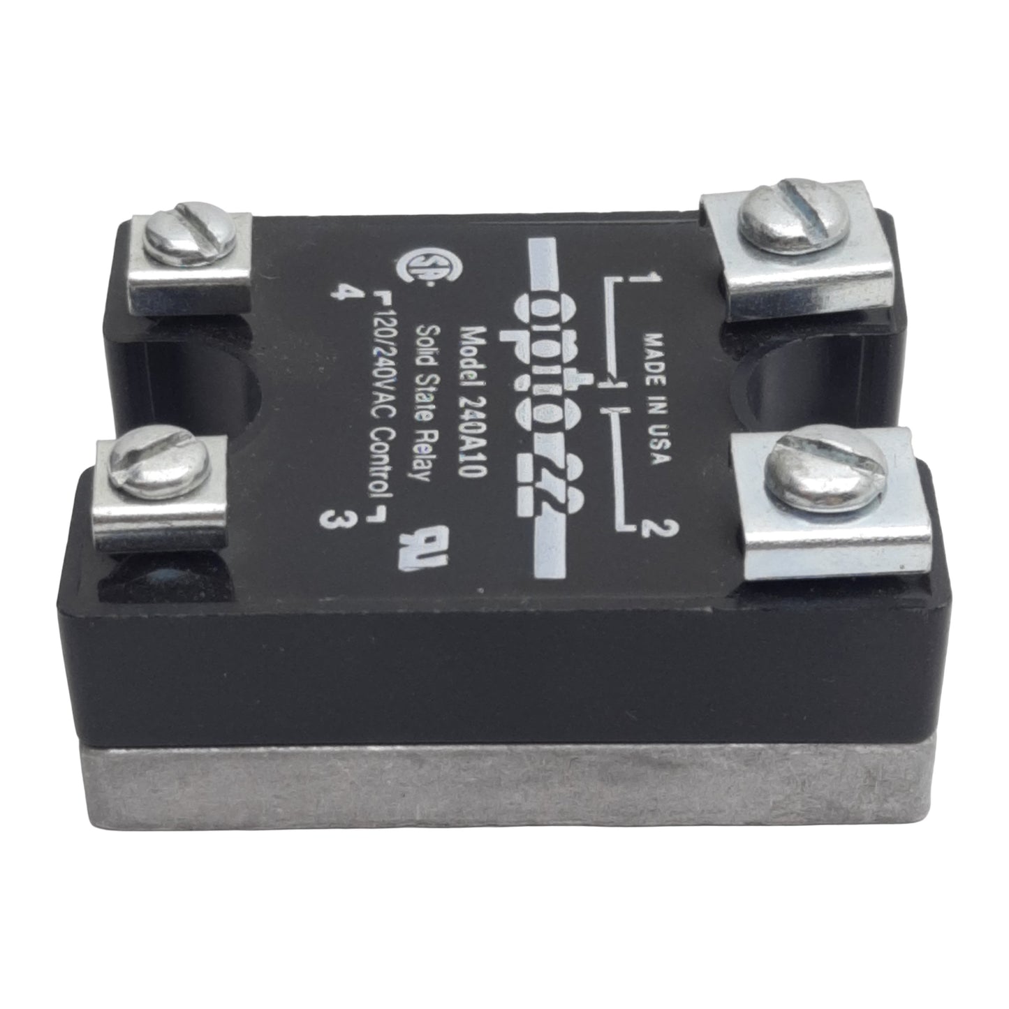 Used Opto 22 240A10 AC Control Solid-State Relay, 10A 120/240VAC Control, Panel Mount